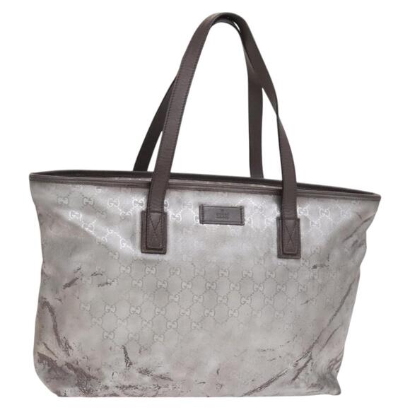 GUCCI GG Implementation Tote Bag Coated Canvas Silver - Picture 1 of 12